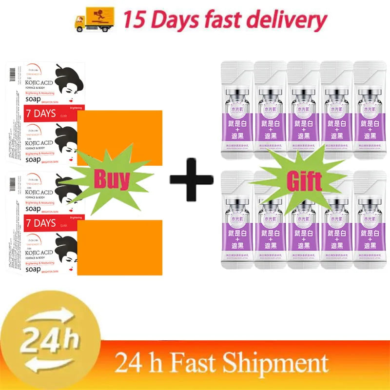Kojic Acid Body Whitening Soap Deep Skin Bleaching Brighten Body Scrub Knees Intimate Parts Armpits White Nourishing Care Soap