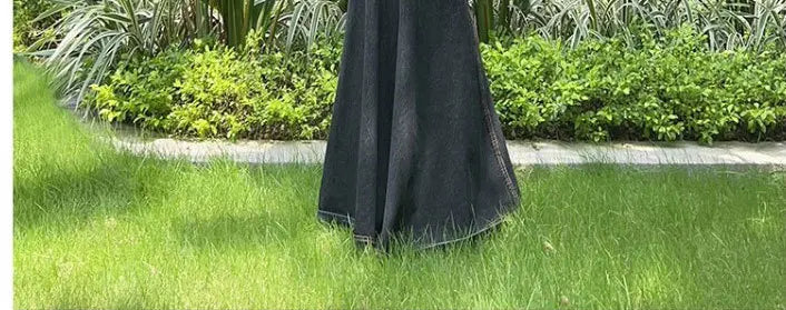 Maxi Skirt Women Casual Mermaid Streatwear High Waist Zipper Denim Skirts Y2k Streetwear Loose Long Mom Jeans Ankle Lenth Summer