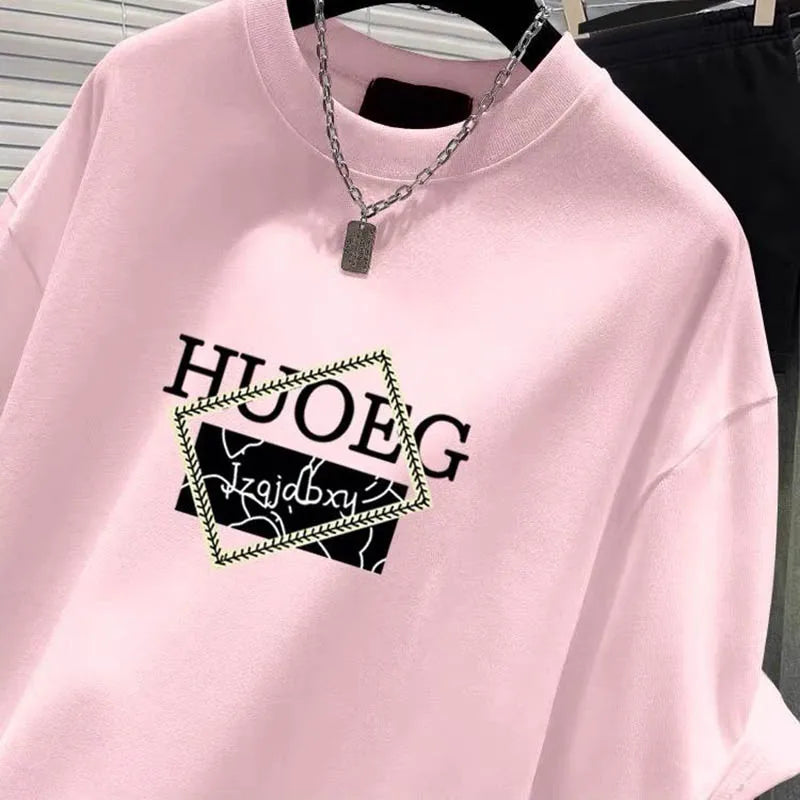 Women's Clothing European Style Pure Cotton Short Sleeve T-shirt Summer Casual Loose O-neck Printing Top Tee Lady Basic Pullover