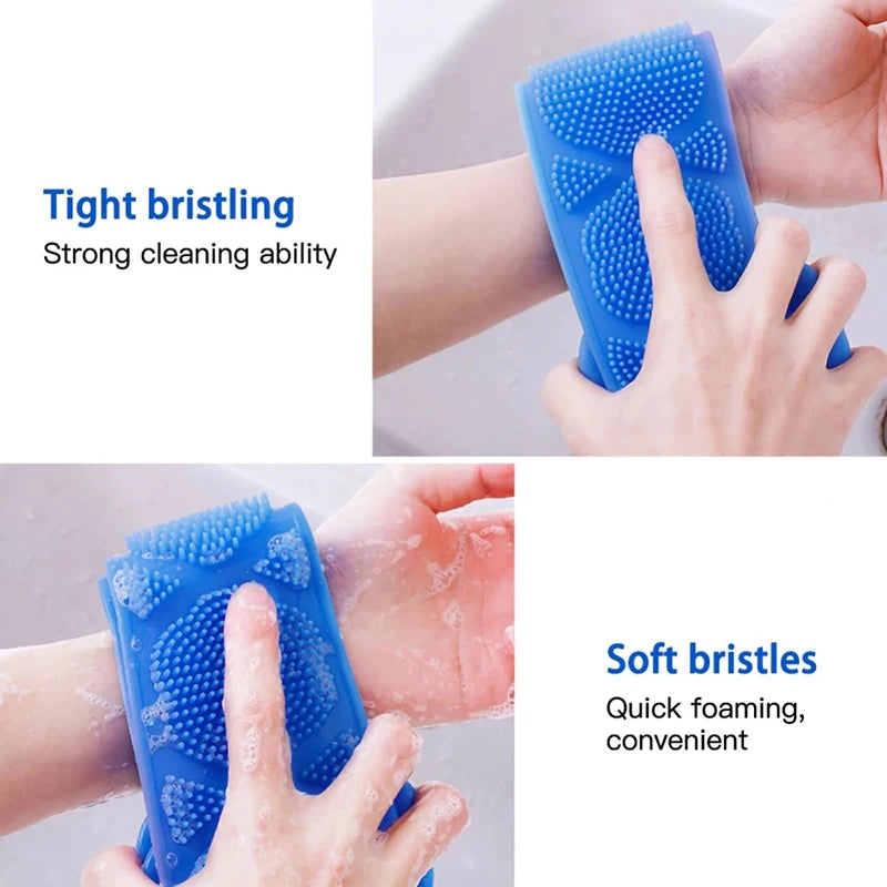 4/2/1PCS Body Sponge Silicone Brushes Bath Towels Scrubber Rubbing Back Peeling Massage Shower Belt Extended Skin Clean Brushes