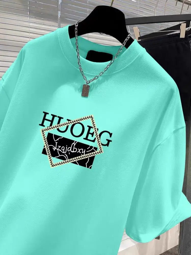 Women's Clothing European Style Pure Cotton Short Sleeve T-shirt Summer Casual Loose O-neck Printing Top Tee Lady Basic Pullover