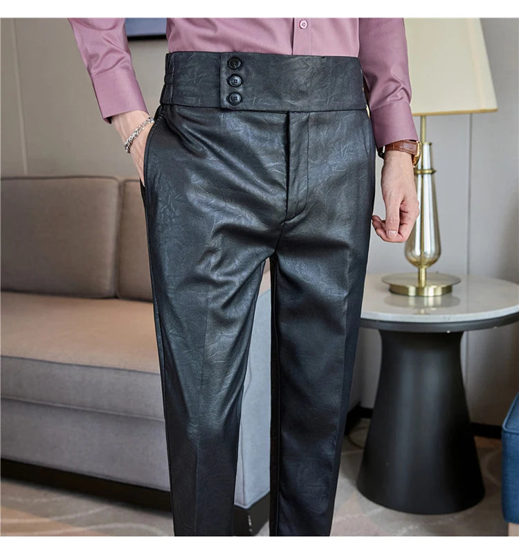 Men's Fashionable and High-end Jacquard Design High Waisted Suit Pants Men's Business Wedding Office Formal Social Pants