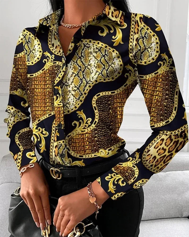 2026 Summer New Women's Long-sleeved Shirt, Single-breasted Printed Shirts Fashion Casual Tops Camisa Female Chemise S-XXL