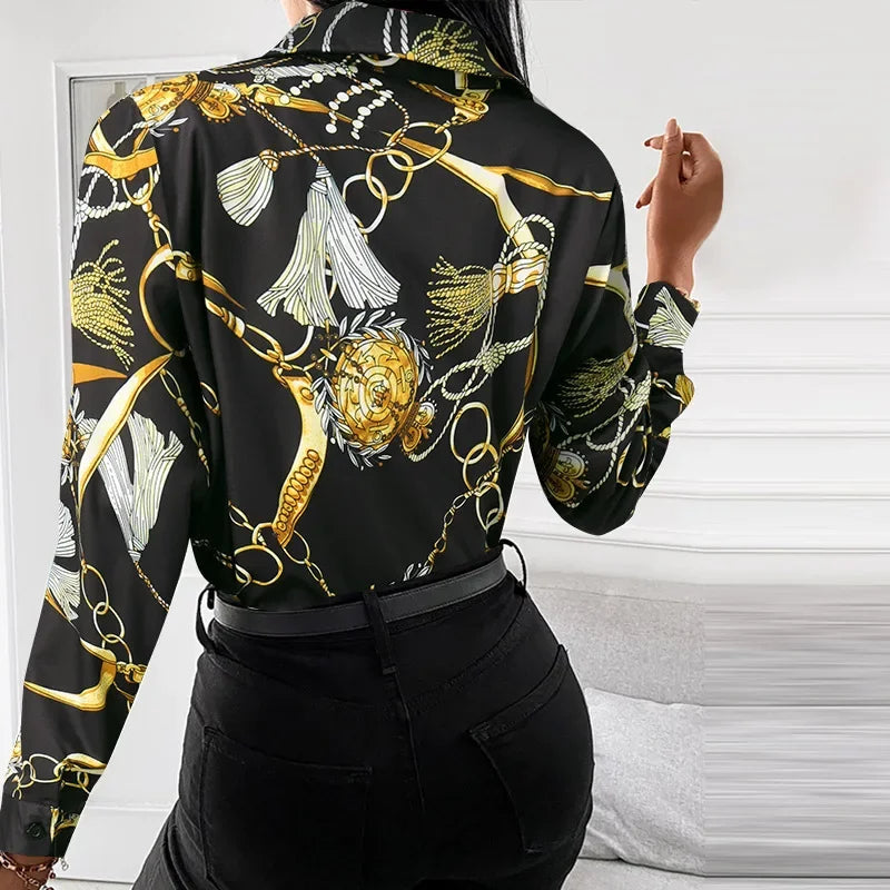 2026 Summer New Women's Long-sleeved Shirt, Single-breasted Printed Shirts Fashion Casual Tops Camisa Female Chemise S-XXL