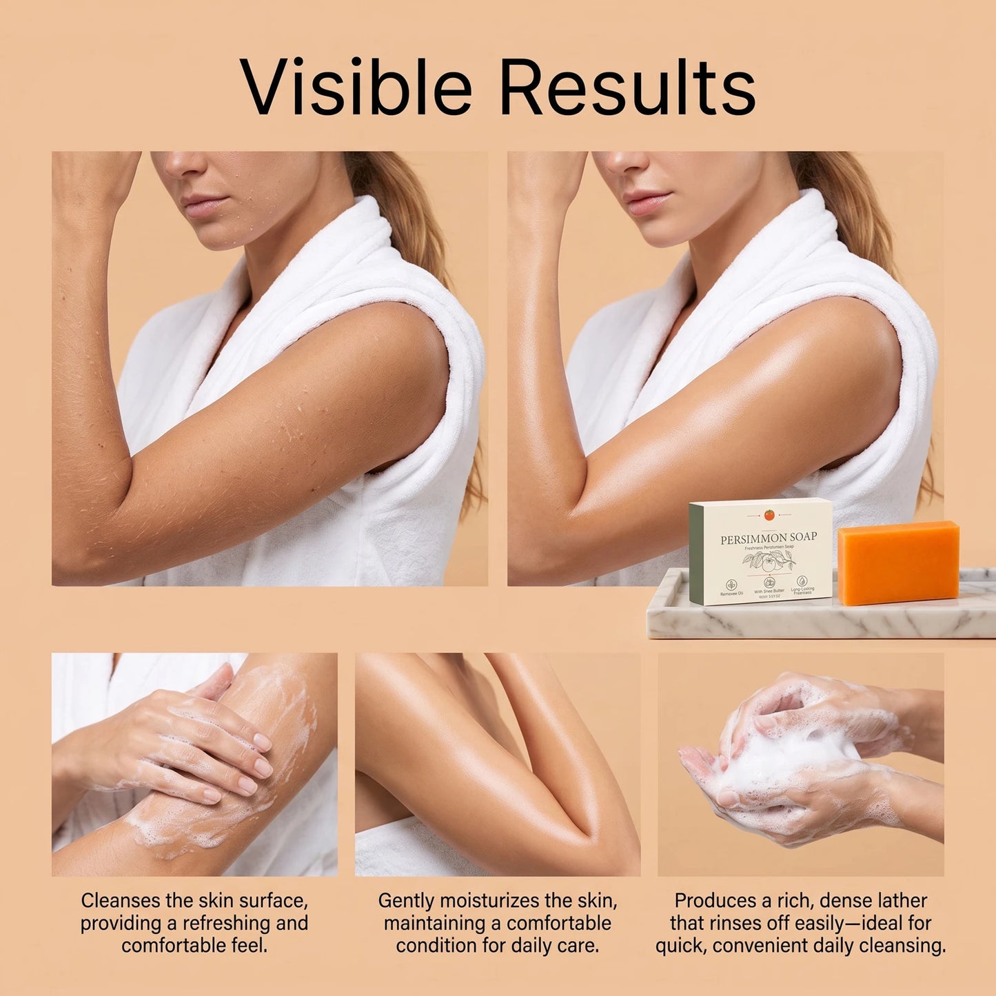 Persimmon Soap Reduce Body Sweat Smell Improve Skin Dryness Natural Deodorant Soap Japanese Persimmon Soaps For All Skin Types