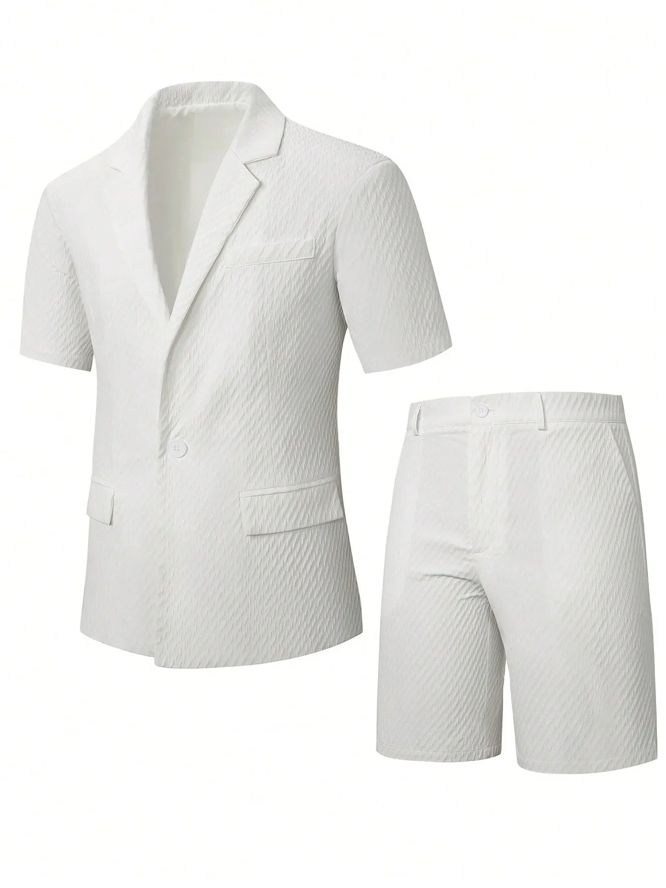 Men Suit Set Summer British Style Solid Color Short Sleeve Male Outfit Slim Breathable Business Wedding Man 2-piece Suit
