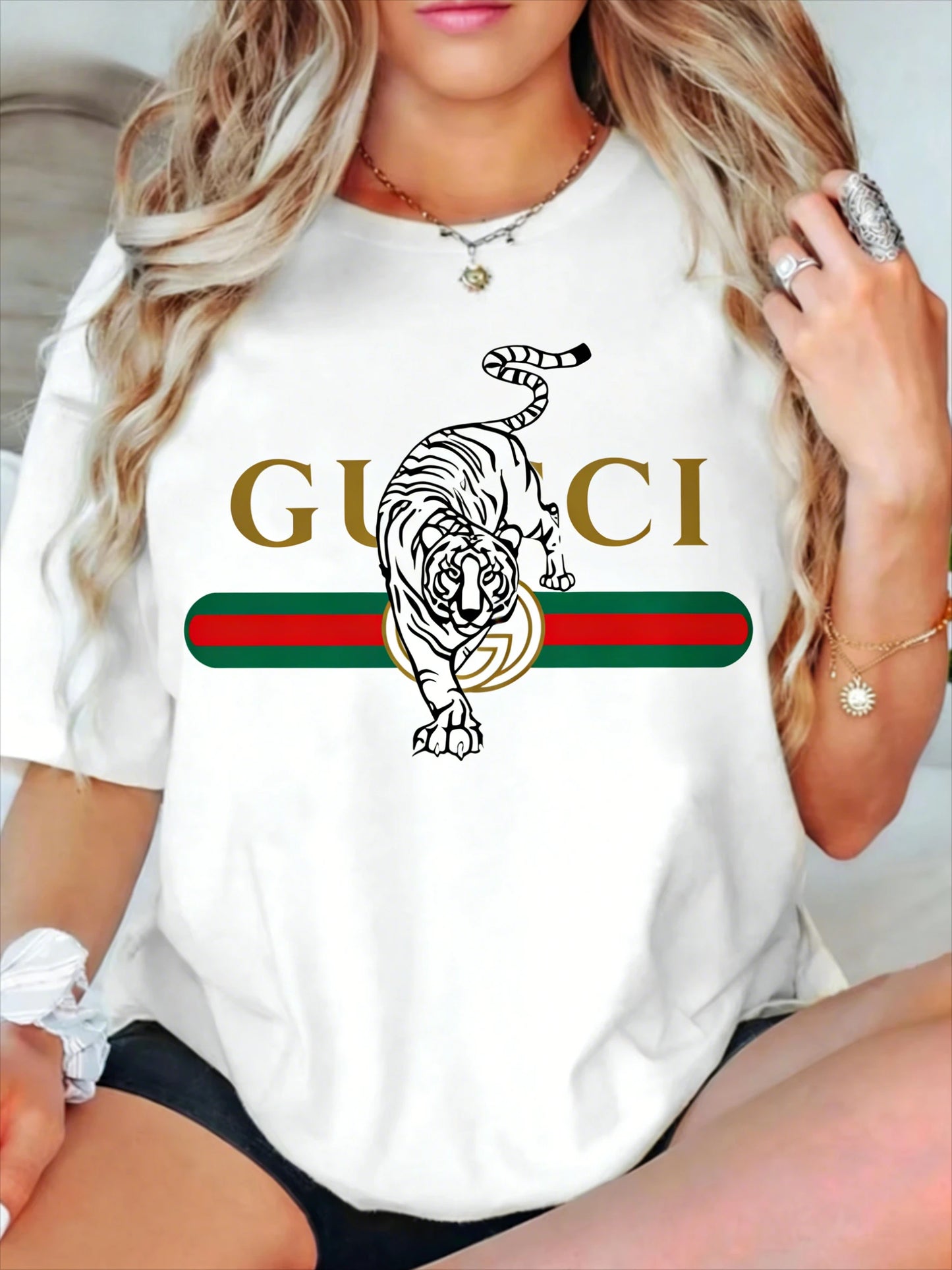 2026 New Letter Printing Short-sleeved Women T-shirt Trendy Temperament Casual Versatile Short-sleeved Clothing Heavy