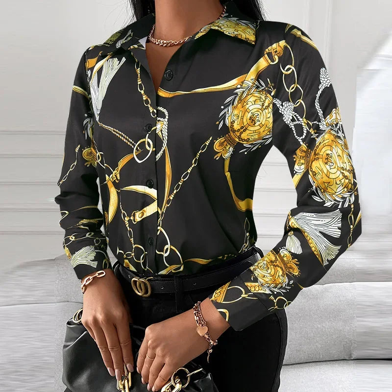2026 Summer New Women's Long-sleeved Shirt, Single-breasted Printed Shirts Fashion Casual Tops Camisa Female Chemise S-XXL