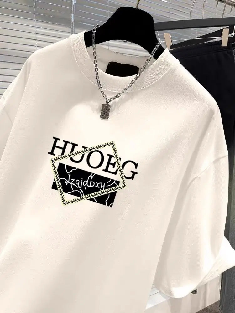 Women's Clothing European Style Pure Cotton Short Sleeve T-shirt Summer Casual Loose O-neck Printing Top Tee Lady Basic Pullover