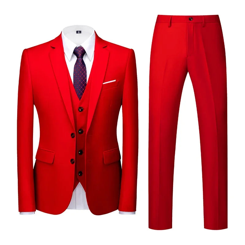 2026 Men's Purple Three Piece Set: Wedding/party/office Slim Fit Suit Jacket, Paired with Vest and Pants.European Sizes XXXS-XXL