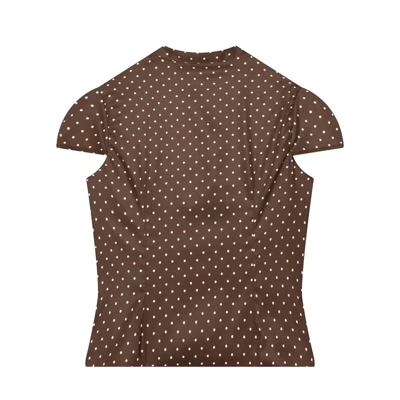 MUJER Polka Dot Crop Top Woman Summer Button Short Tops Woman Holiday Sleeveless Tops Women Set Streetwear Tank Women's Tops