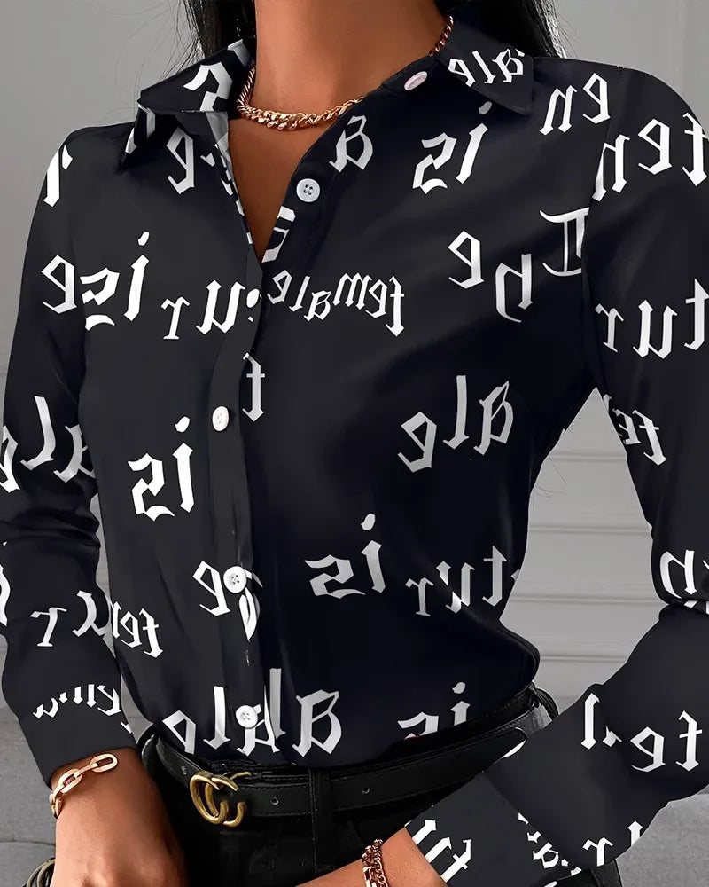 2026 Summer New Women's Long-sleeved Shirt, Single-breasted Printed Shirts Fashion Casual Tops Camisa Female Chemise S-XXL