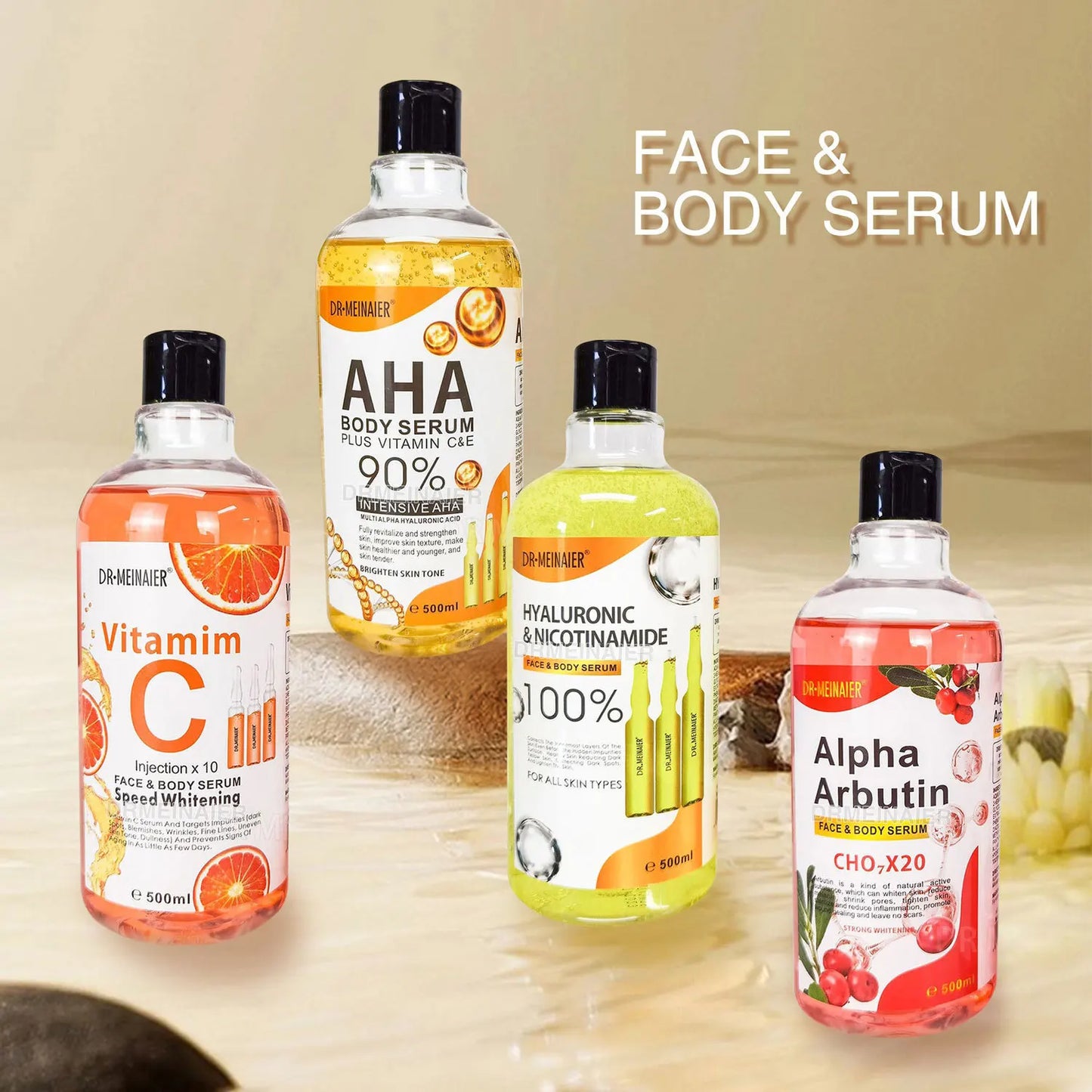 500ml AHA Moisturizing Face Serum Gentle Firming Repair Skin Arbutin Hydrating Brightening Body Serum for Women Men