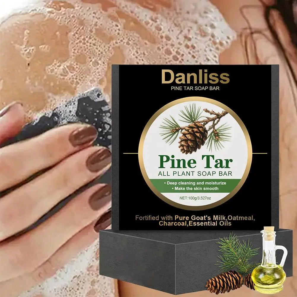 Mens Pine Tar Soap Bar Deep Cleansing Bath Bar Soap with Natural Pine Tar, Smell Fresh Moisturizing Exfoliating Face & Body Wash