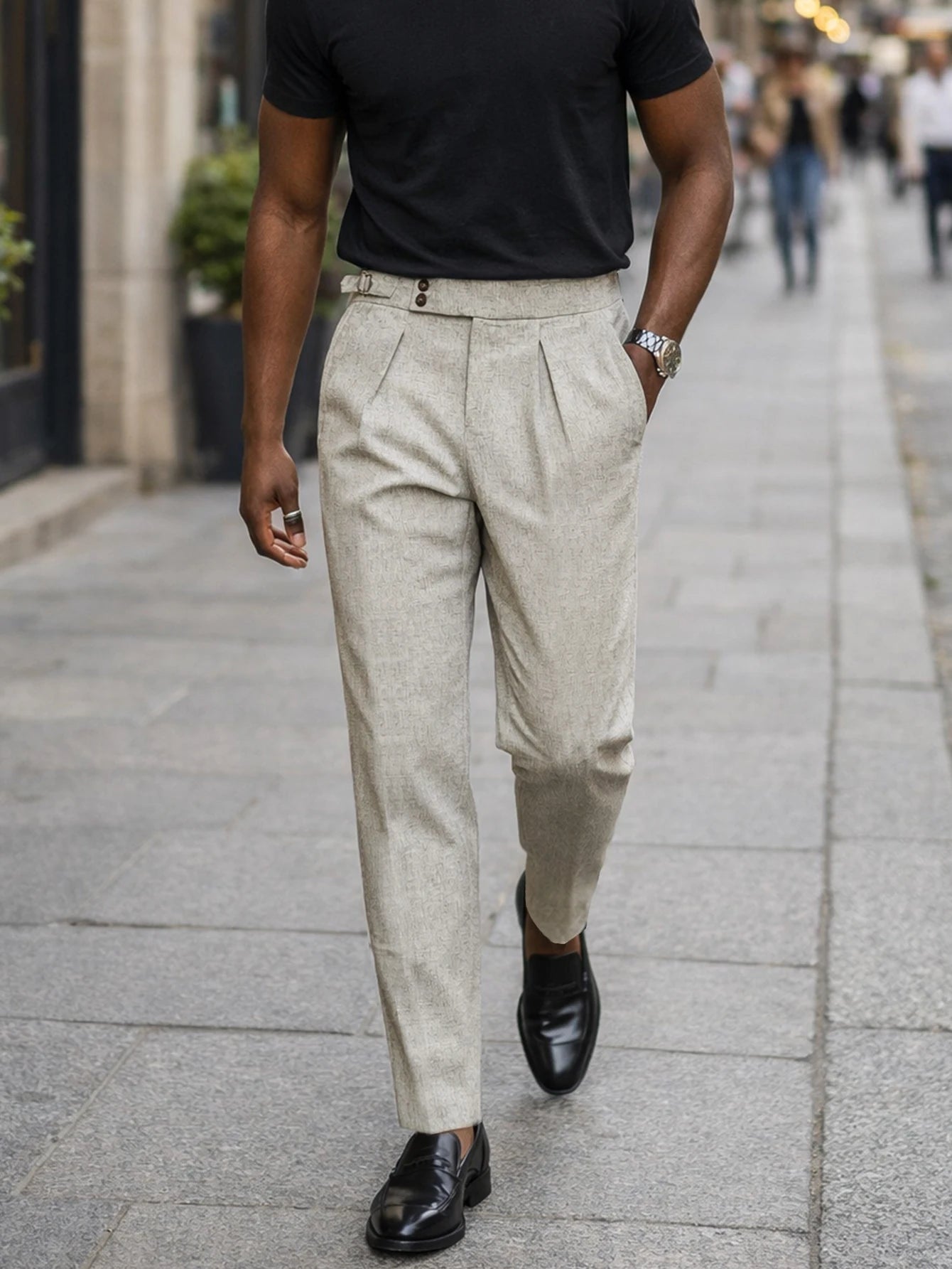 2026 Summer Linen Solid Color Formal Pants Men Light Business Office Daily Wear Without Belt