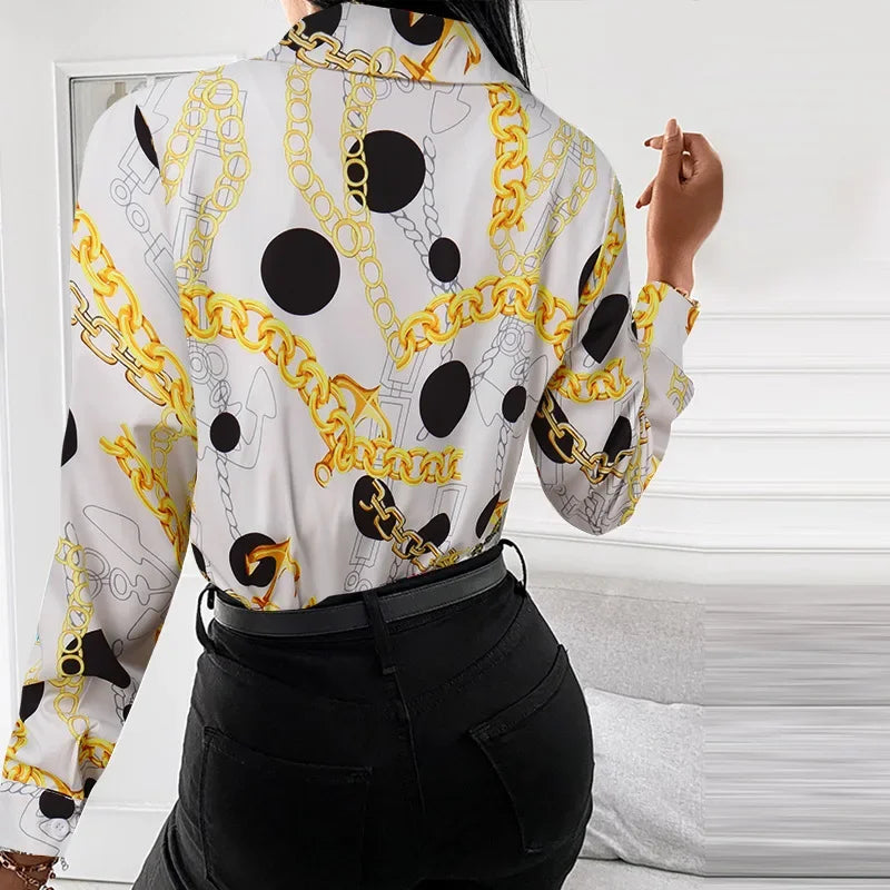2026 Summer New Women's Long-sleeved Shirt, Single-breasted Printed Shirts Fashion Casual Tops Camisa Female Chemise S-XXL