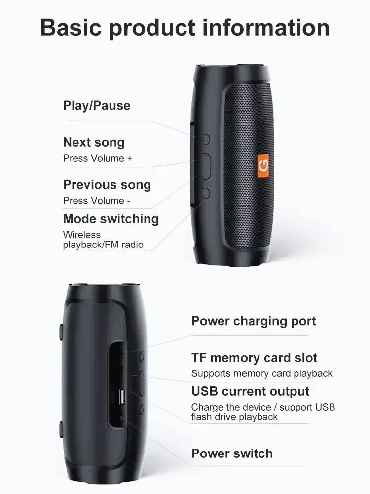 Speakers Wireless Stereo HD Sound Bluetooth 5.0 Portable IP65 Waterproof AUXLong Battery Dual PairingDurable TravelOutdoor