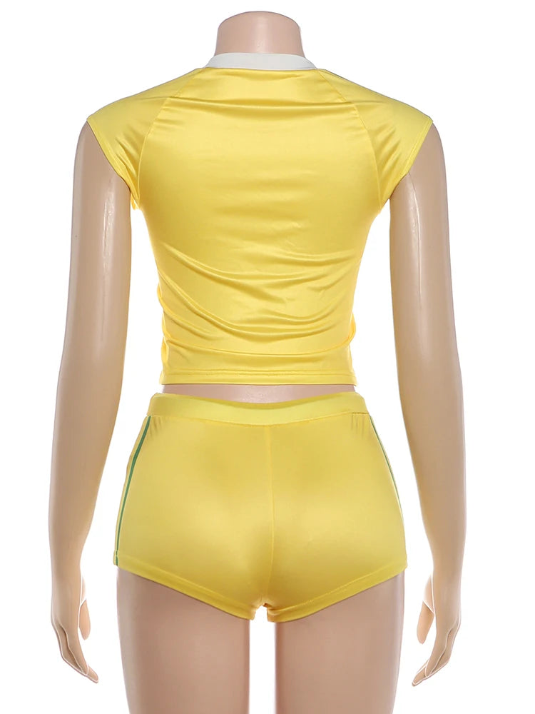 Weird Puss Casual Sporty 2 Piece Set Woman Summer Trend Letter Print V-Neck Tank Tops+Drawstring Shorts Daily Simple Tracksuits
