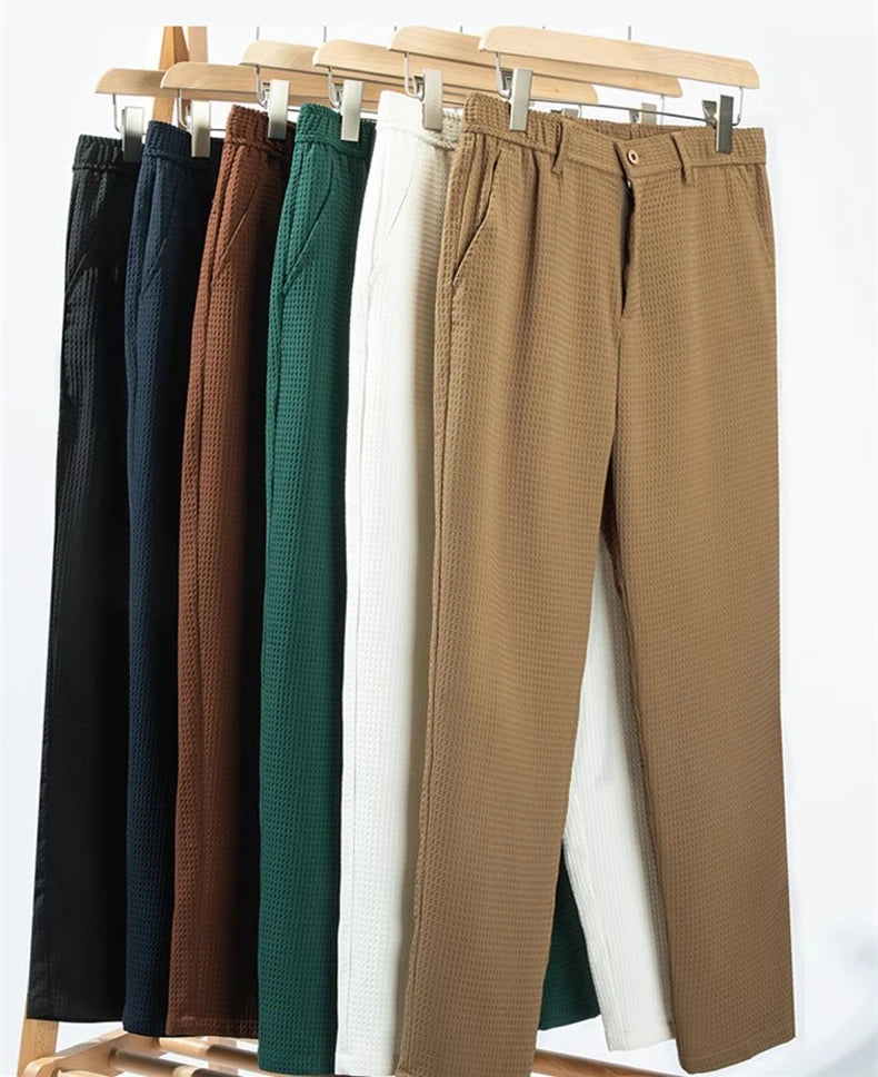 Men's Dark Green Suit Pants, Lightweight Slim Trousers, Young Pantalones Hombre Black White Khaki Brown Pant Asian Sizes