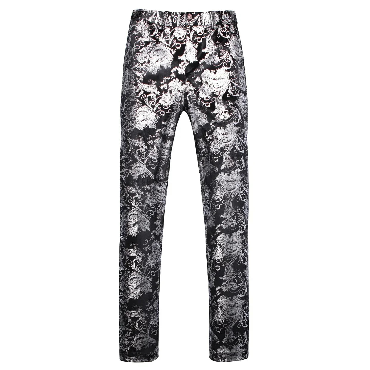 2026 Men's Luxury Gold Stamping Floral Suit Pants Casual Flat Front Expandable Waist Trousers Men's Party Wedding Prom Pantalon