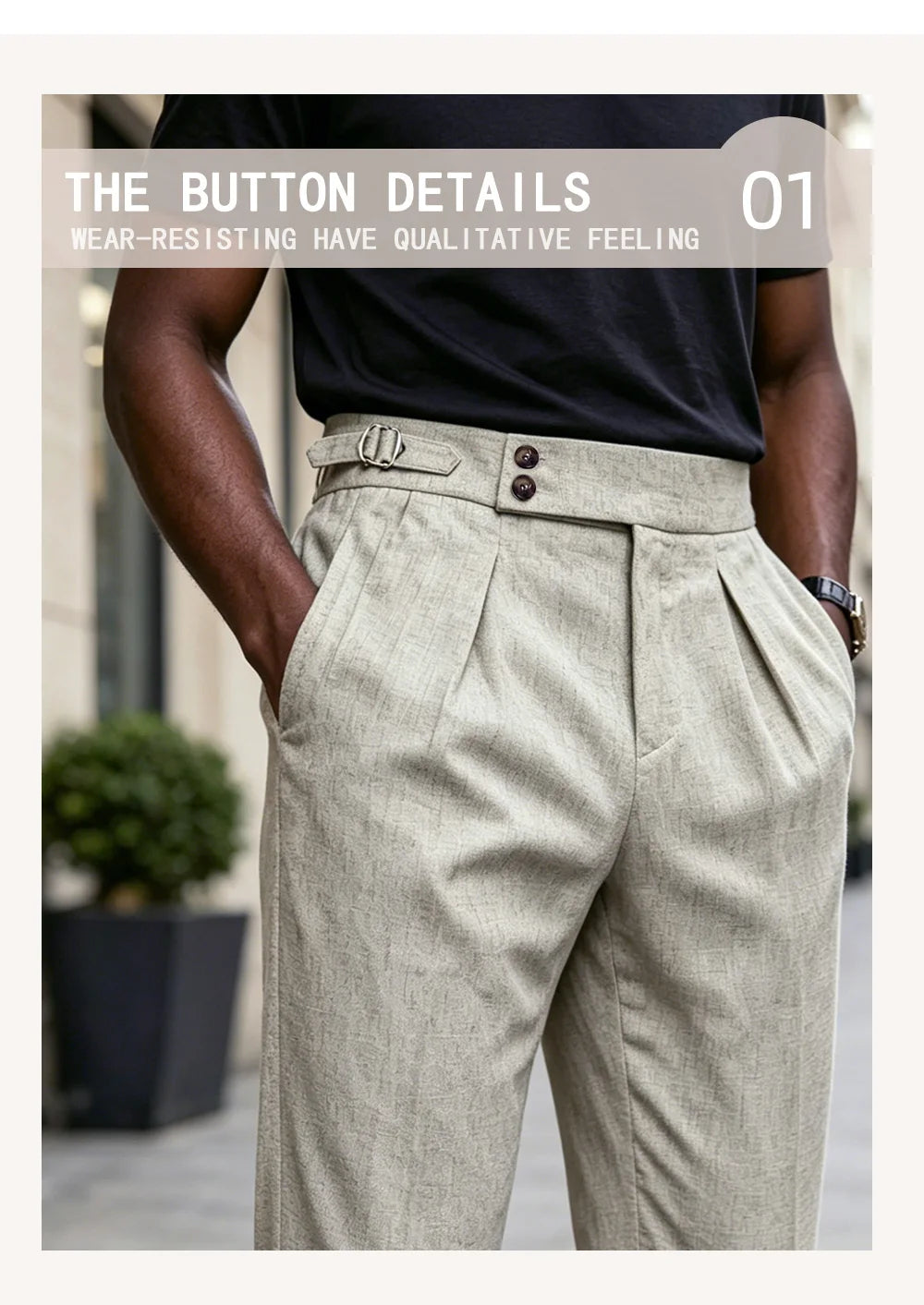 2026 Summer Linen Solid Color Formal Pants Men Light Business Office Daily Wear Without Belt