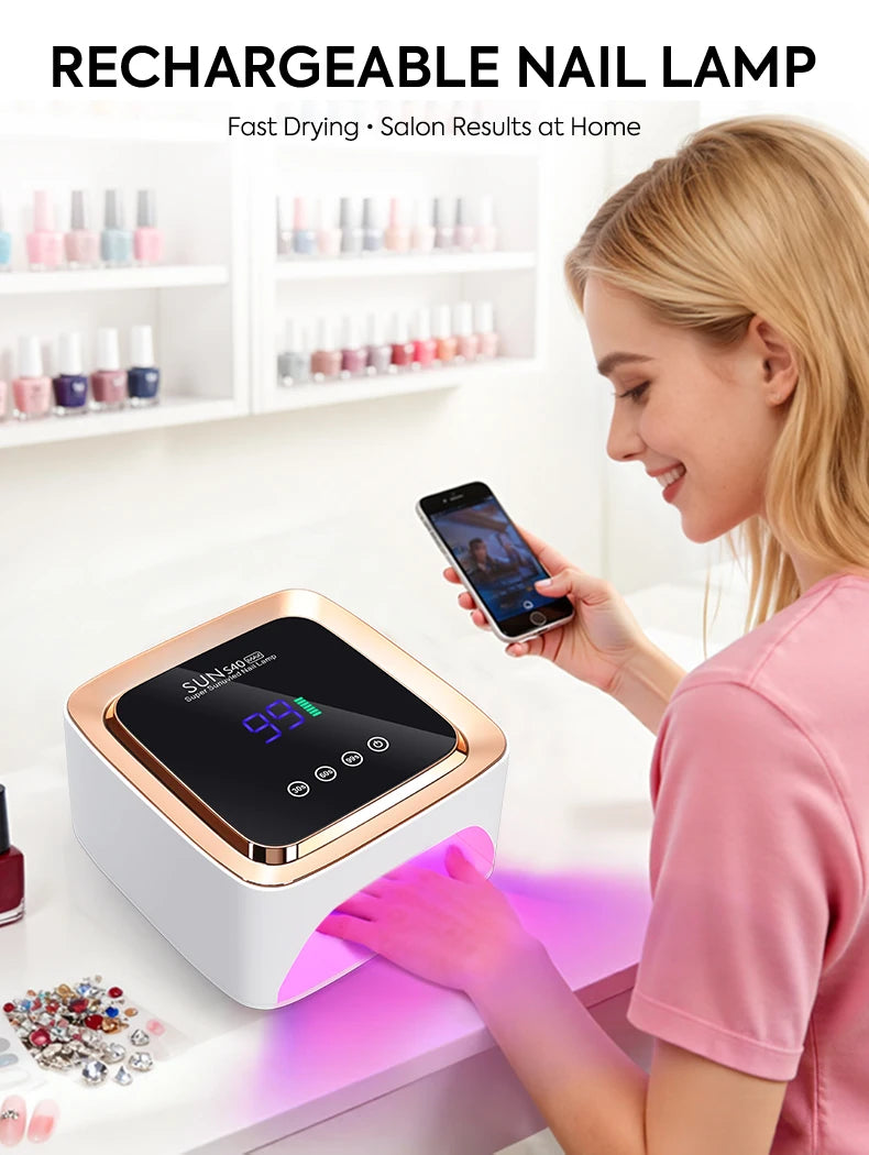 DianaBeauty UV Nail Lamp 57 LEDs Rechargeable Cordless Nail Dryer with 3 Timer Settings and Large Touch Screen UV Lamp for Nails