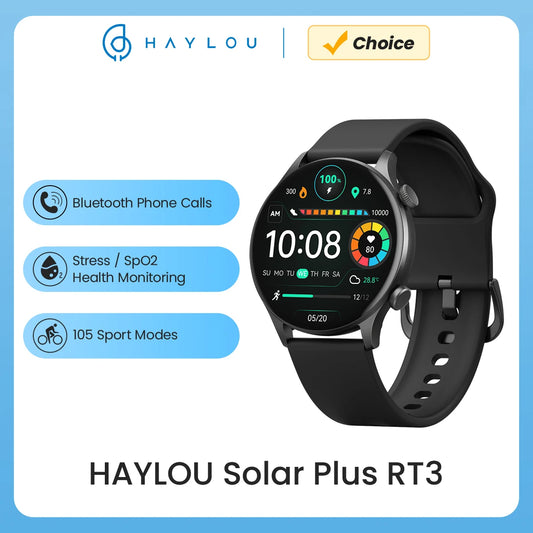 HAYLOU Solar Plus RT3 Smart Watch 1.43"AMOLED Display Bluetooth Phone Call Smartwatch Health Monitor IP68 Waterproof Sport Watch