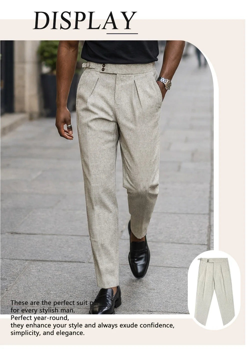 2026 Summer Linen Solid Color Formal Pants Men Light Business Office Daily Wear Without Belt