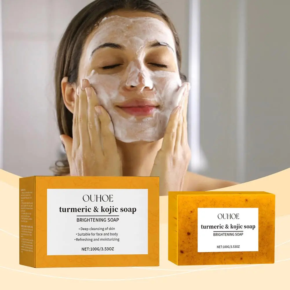 100g Turmeric Soap, Lemon Kojic Acid Soap, Shower And Facial Soap Body Care  Face Cleanser Turmeric  Soap Body and Face Cleaning