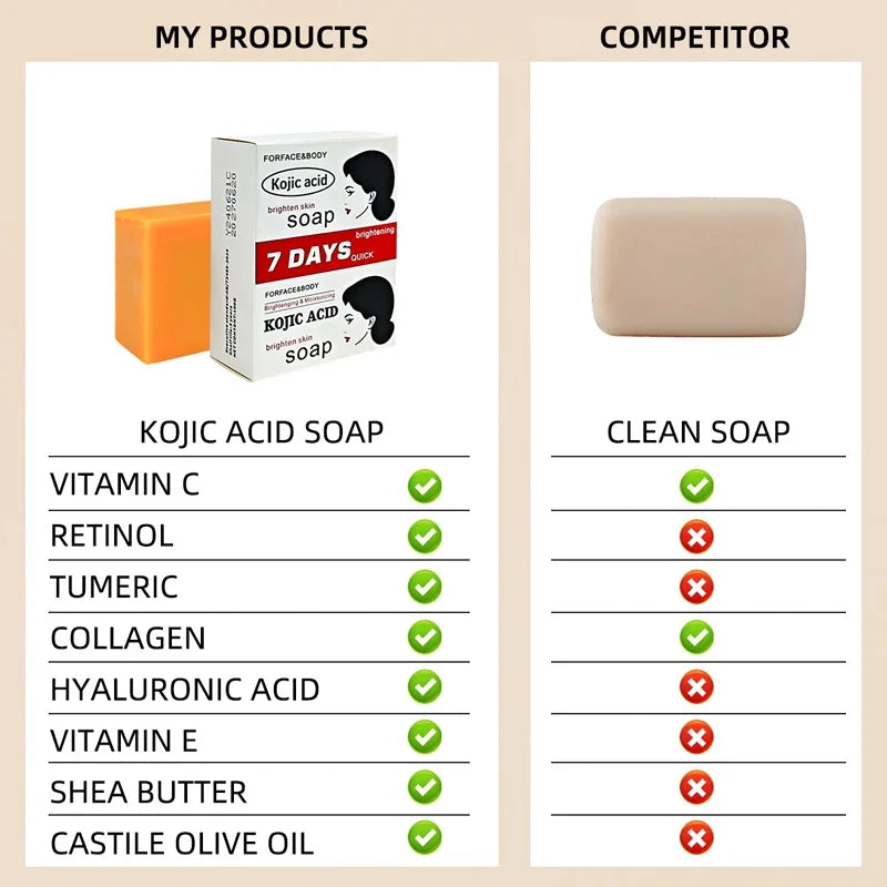 Kojic Acid Body Whitening Soap Deep Skin Bleaching Brighten Body Scrub Knees Intimate Parts Armpits White Nourishing Care Soap