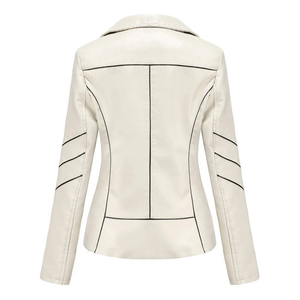 Red PU Faux Leather Jacket Women fashion Casual Biker Jackets Outwear Female Tops spring and autumn Black Leather Jacket Coat