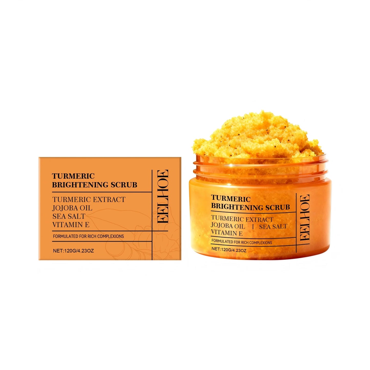 EELHOE Turmeric Scrub Lighten Skin Brightening Products Full Body Cleaning Dead Skin Remover Smooth Sea Salt Exfoliating Scrub