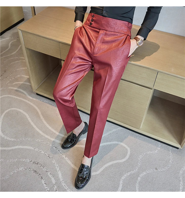 Men's Fashionable and High-end Jacquard Design High Waisted Suit Pants Men's Business Wedding Office Formal Social Pants