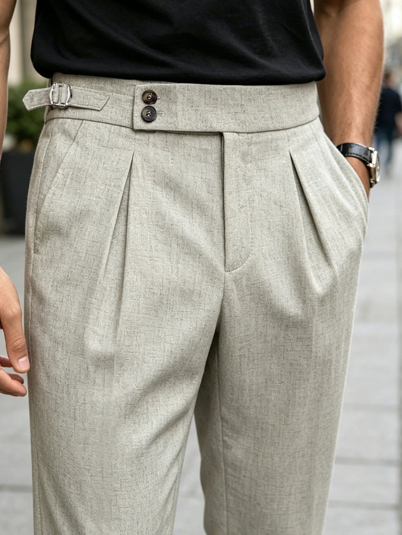 2026 Summer Linen Solid Color Formal Pants Men Light Business Office Daily Wear Without Belt