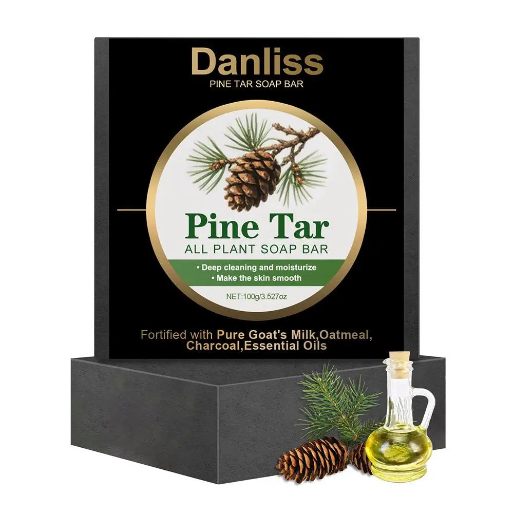 Mens Pine Tar Soap Bar Deep Cleansing Bath Bar Soap with Natural Pine Tar, Smell Fresh Moisturizing Exfoliating Face & Body Wash