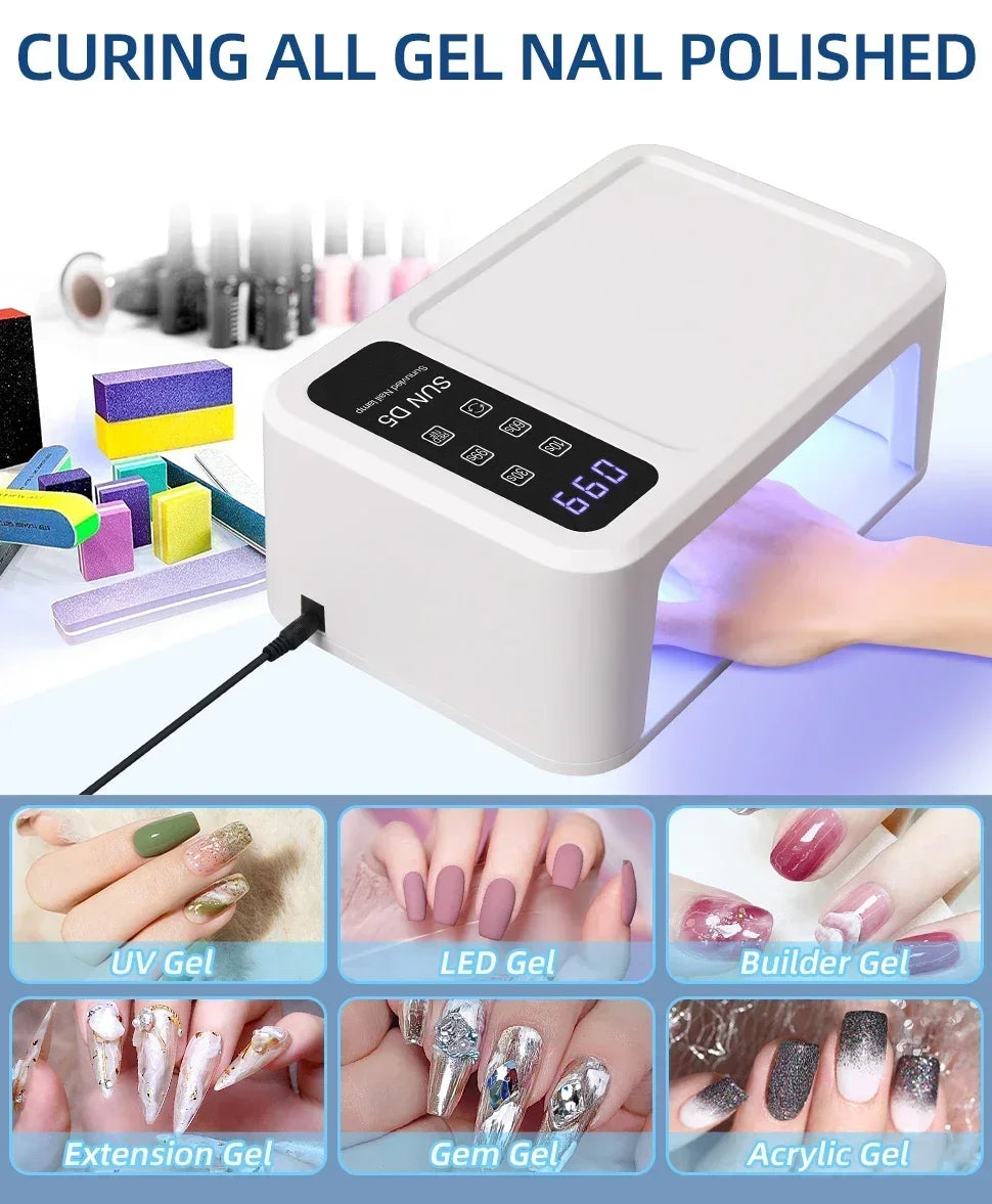 480W UV LED Lamp for Nails 108 LEDs Nail Dryer with Red Light Whitening Mode Large Space Manicure Lamp 4 Timer Settings