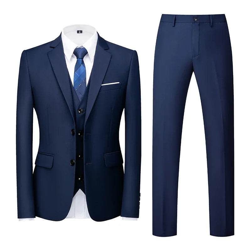 2026 Men's Purple Three Piece Set: Wedding/party/office Slim Fit Suit Jacket, Paired with Vest and Pants.European Sizes XXXS-XXL