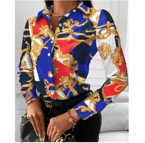 2026 Summer New Women's Long-sleeved Shirt, Single-breasted Printed Shirts Fashion Casual Tops Camisa Female Chemise S-XXL