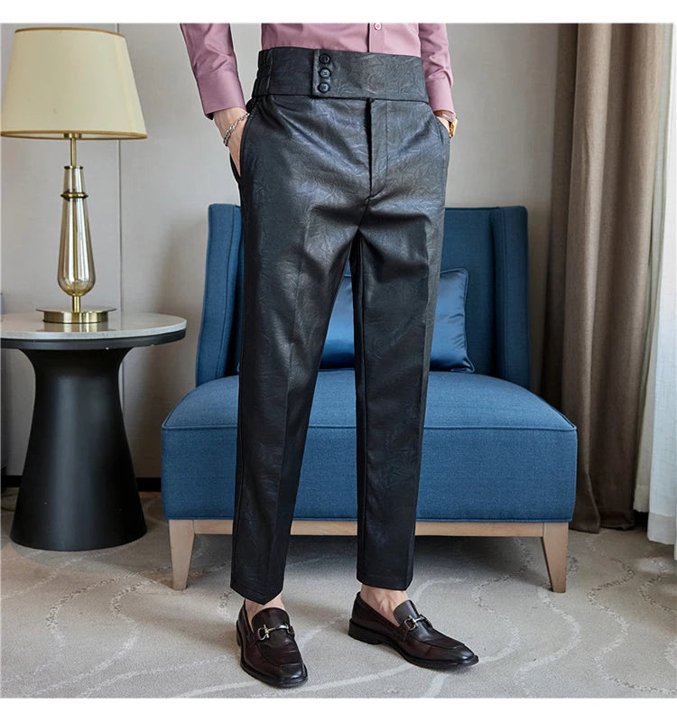 Men's Fashionable and High-end Jacquard Design High Waisted Suit Pants Men's Business Wedding Office Formal Social Pants