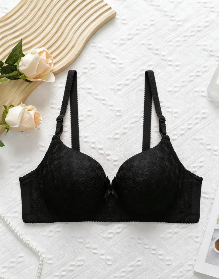 Women Underwire Lace Bra Sexy Push Up Bralette with Matching Panty Everyday Comfort Lingerie solid color brassere size S-XL D176