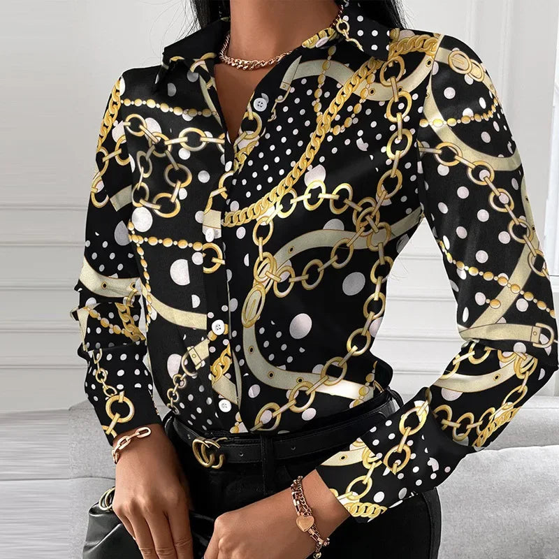 2026 Summer New Women's Long-sleeved Shirt, Single-breasted Printed Shirts Fashion Casual Tops Camisa Female Chemise S-XXL