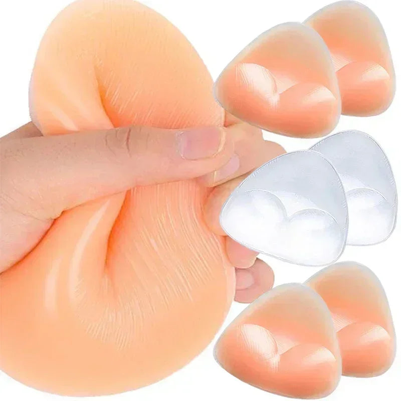 1-2pairs Silicone Bra Inserts Breast Pads Sticky Push-up Women Bra Cup Thicker Nipple Cover Patch Bikini Inserts for Swimsuit