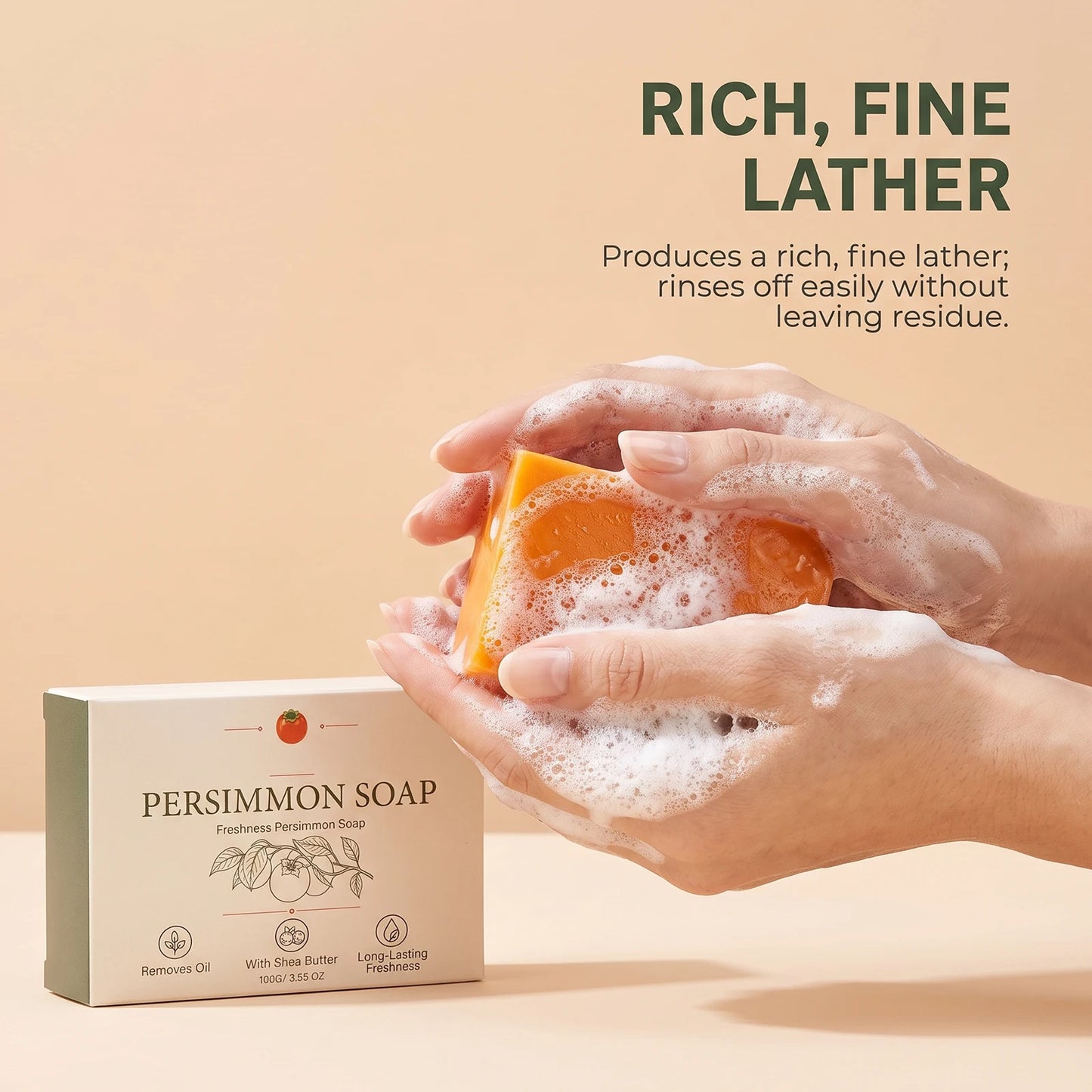 Persimmon Soap Reduce Body Sweat Smell Improve Skin Dryness Natural Deodorant Soap Japanese Persimmon Soaps For All Skin Types
