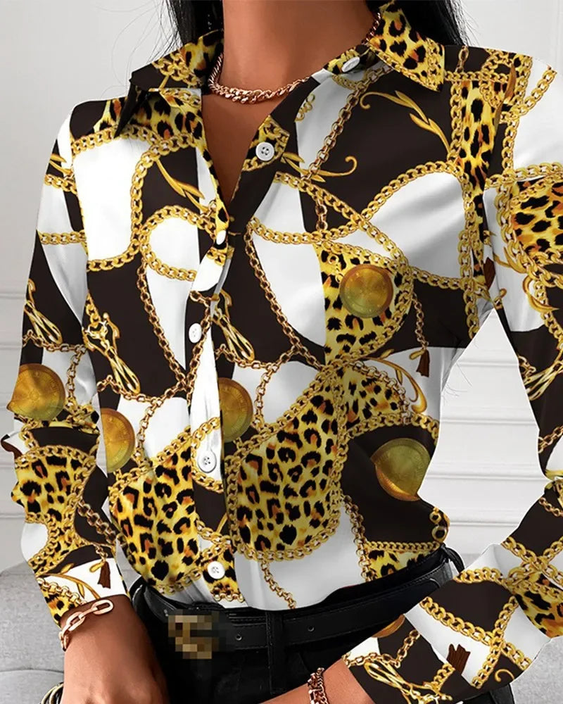 2026 Summer New Women's Long-sleeved Shirt, Single-breasted Printed Shirts Fashion Casual Tops Camisa Female Chemise S-XXL