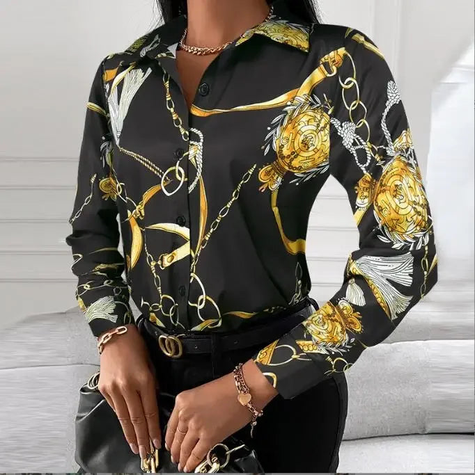2026 Summer New Women's Long-sleeved Shirt, Single-breasted Printed Shirts Fashion Casual Tops Camisa Female Chemise S-XXL