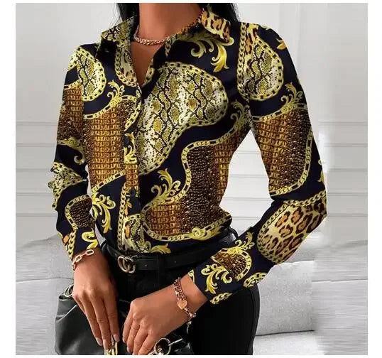 2026 Summer New Women's Long-sleeved Shirt, Single-breasted Printed Shirts Fashion Casual Tops Camisa Female Chemise S-XXL