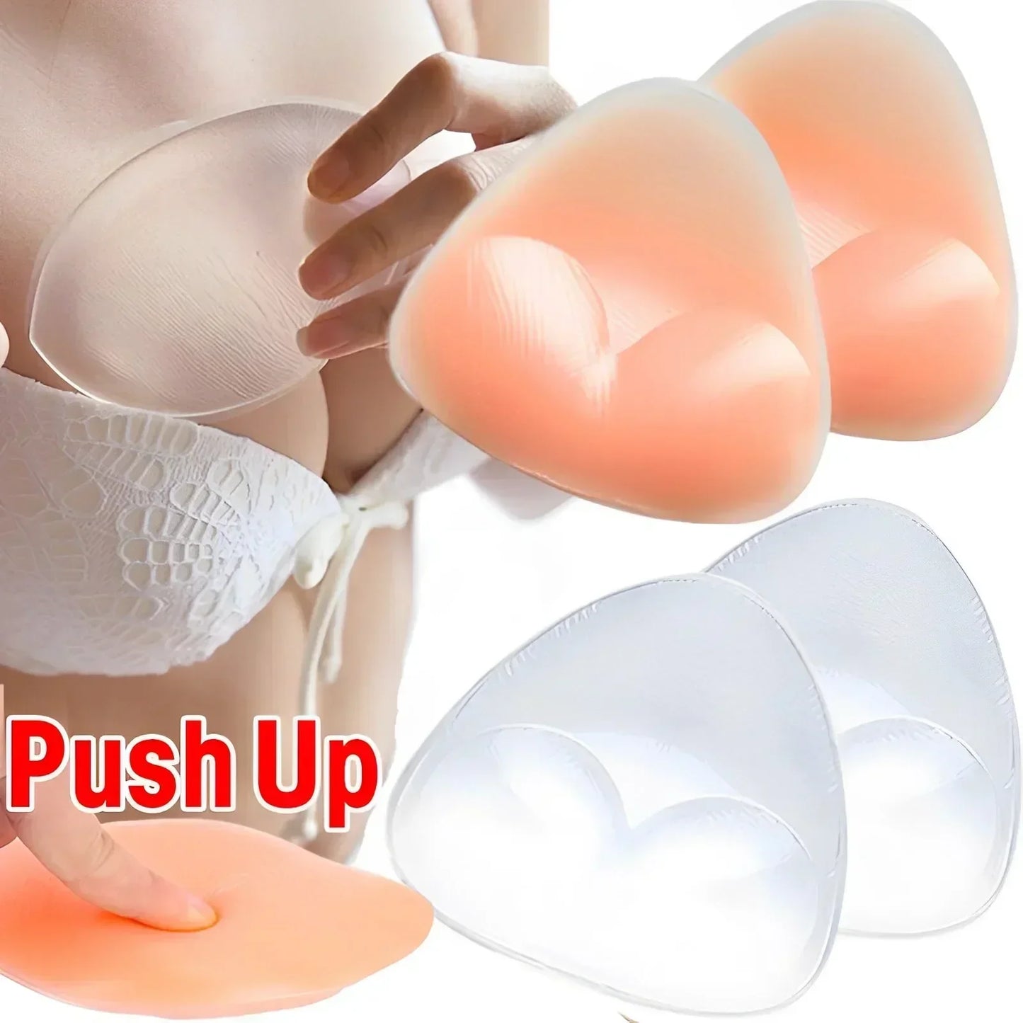 1-2pairs Silicone Bra Inserts Breast Pads Sticky Push-up Women Bra Cup Thicker Nipple Cover Patch Bikini Inserts for Swimsuit