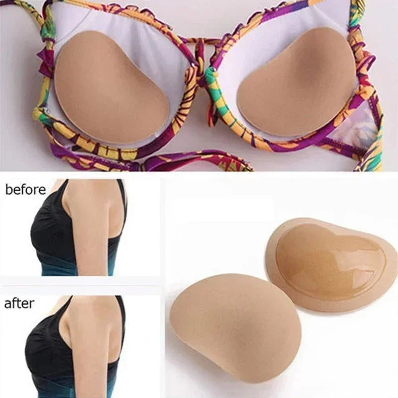 1-2pairs Silicone Bra Inserts Breast Pads Sticky Push-up Women Bra Cup Thicker Nipple Cover Patch Bikini Inserts for Swimsuit