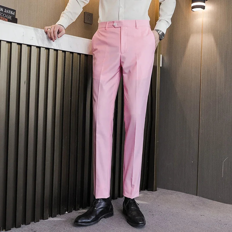 Formal Pants Men 2024 New Elegant Man Office Work Pants Casual Elastic Men's Trousers Men 17 Colors Pantalones Hombre