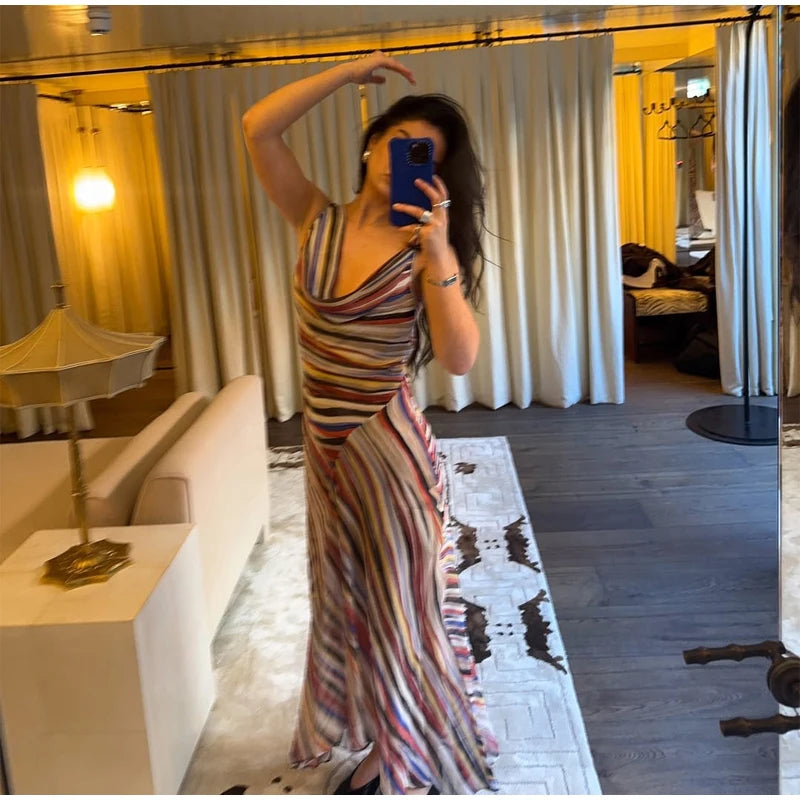 Lady Long Sleeve Striped Dress High Waist Stretch Beach Daily Casual Lace Up Soft Mini Dresses 2026 Fashionable Vacation Gowns